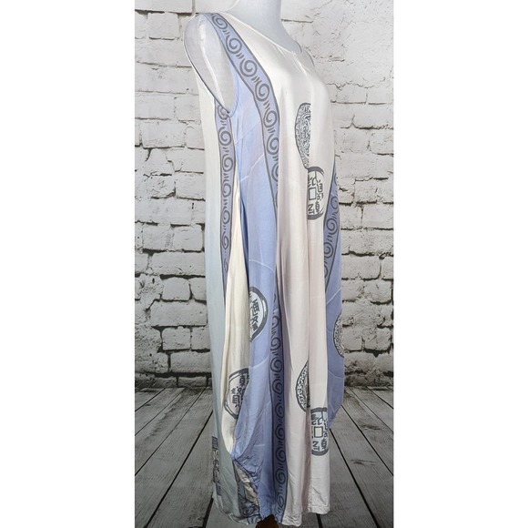 VINTAGE Artsy Batik Beachy Lagenlook Maxi Rayon Dress One Size - Picture 4 of 9